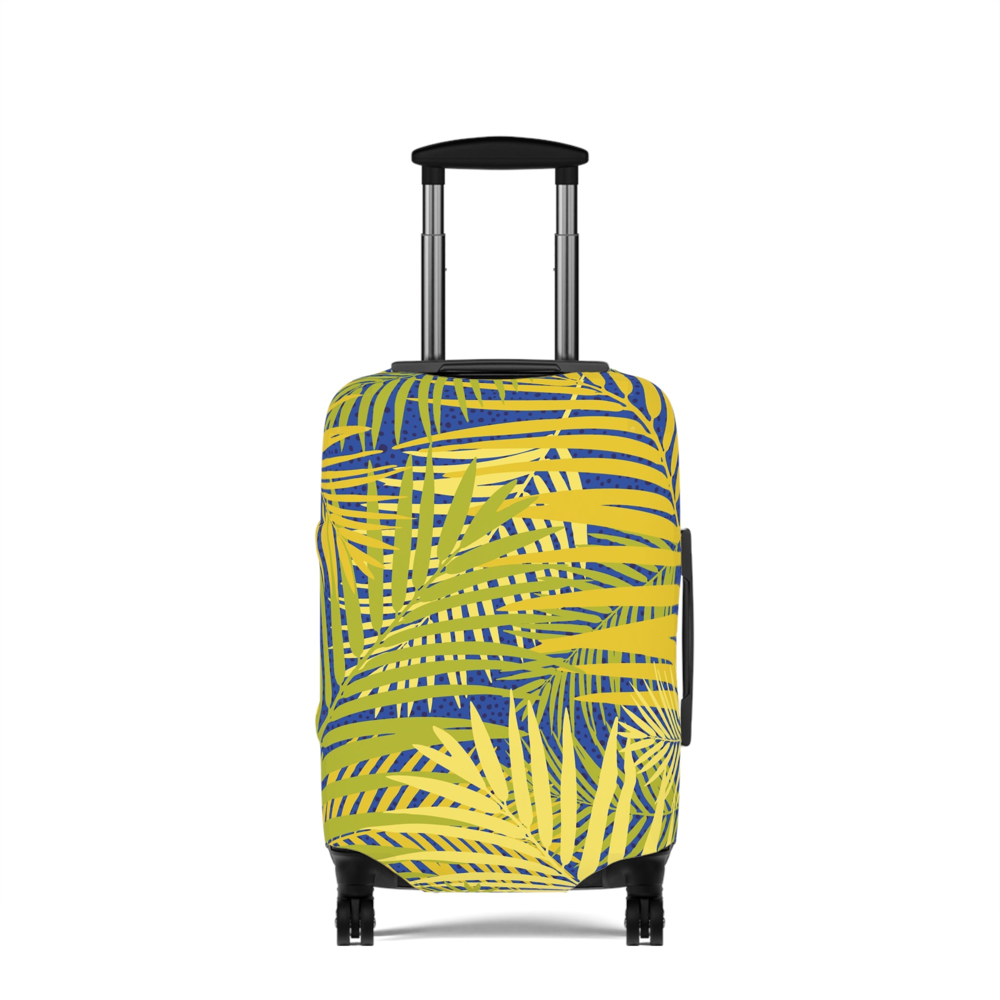 Tropical Palm Luggage Cover — Bright Yellow & Blue Suitcase Protector