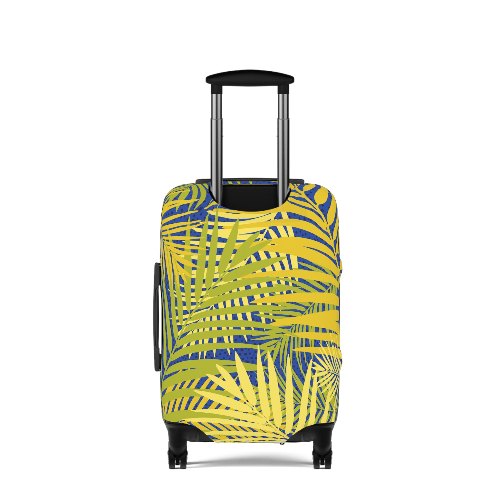 Tropical Palm Luggage Cover — Bright Yellow & Blue Suitcase Protector